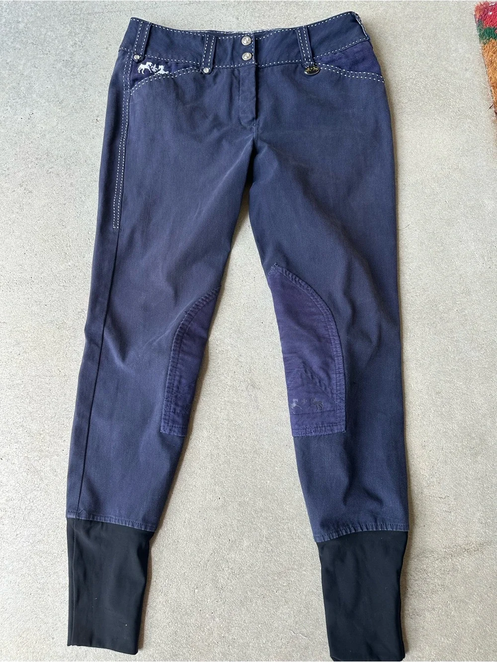 Navy Equestrian Breeches with Knee Patches by Equine Couture Horse Riding Pants